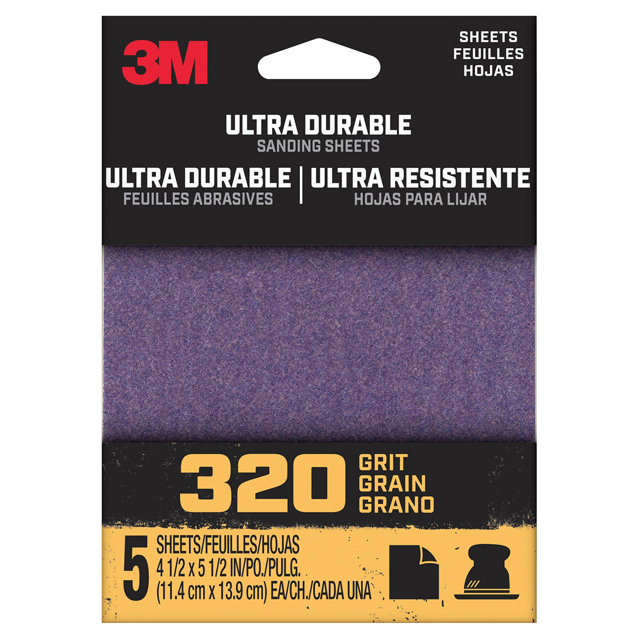 3M 7100198809 | 4-1/2" Width x 5-1/2" OAL 320 Grit Power Sanding 1/4" Sheet