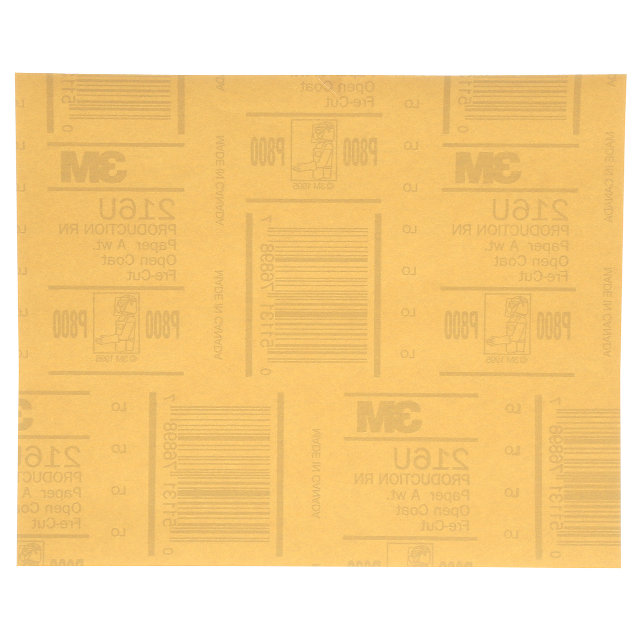 3M 7000118275 | 02536 9" Width x 11" OAL x A Weight P800 Grit 216U Aluminum Oxide Gold Abrasive Sheet