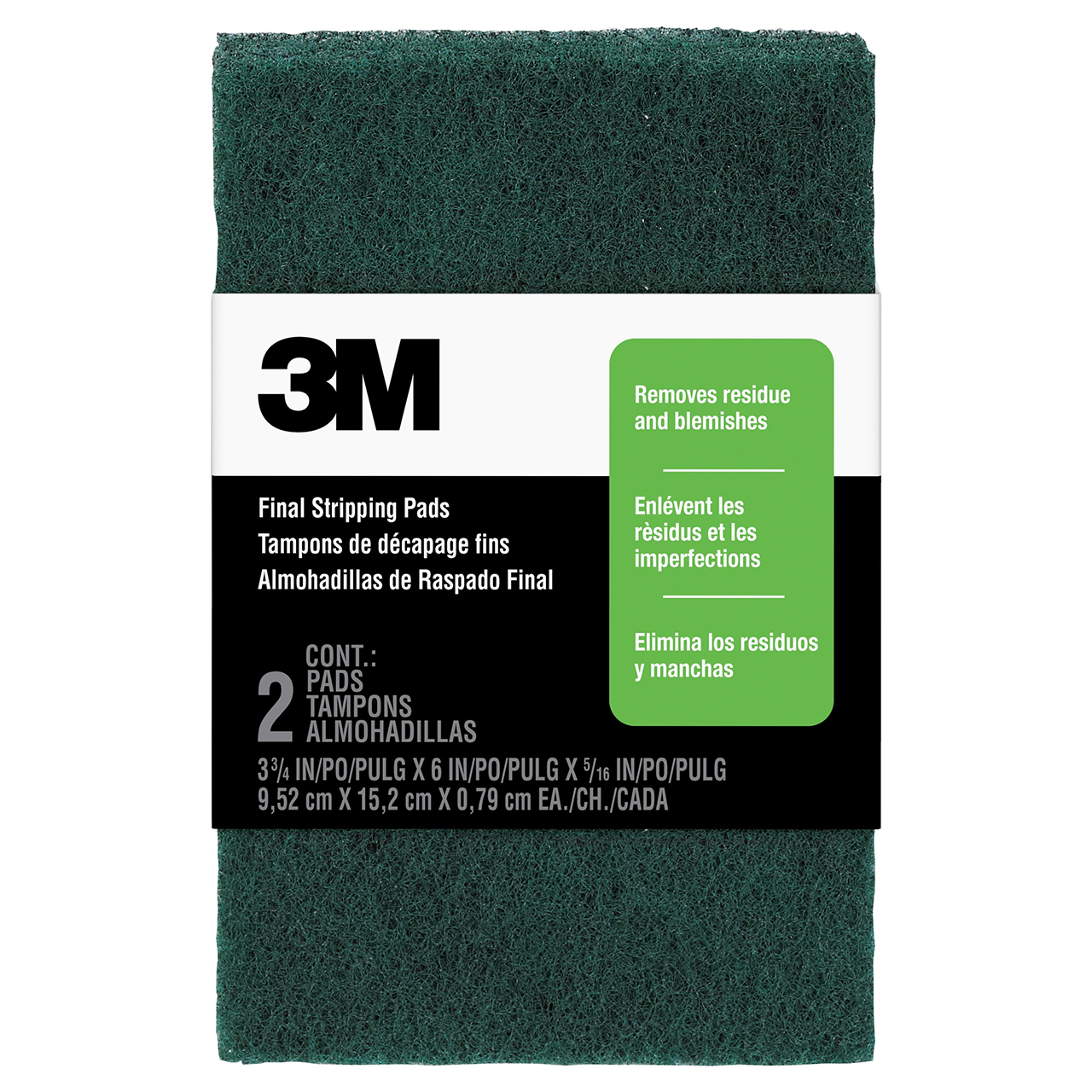 3M 7000122787 | 5/16" Thickness x 3-3/4" Width x 3-3/4" OAL Fine Grade 100 Grit Aluminum Oxide Final Stripping Pads
