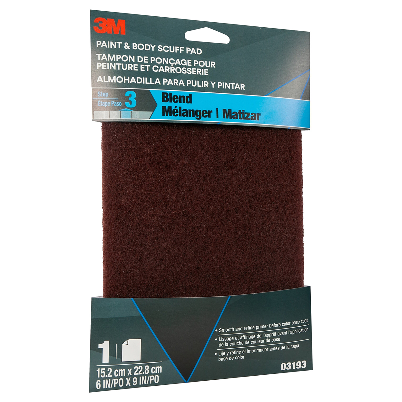 3M 7010364676 | 03193 9" Length x 6" Width 03193 Aluminum Oxide Paint and Body Scuff Pad