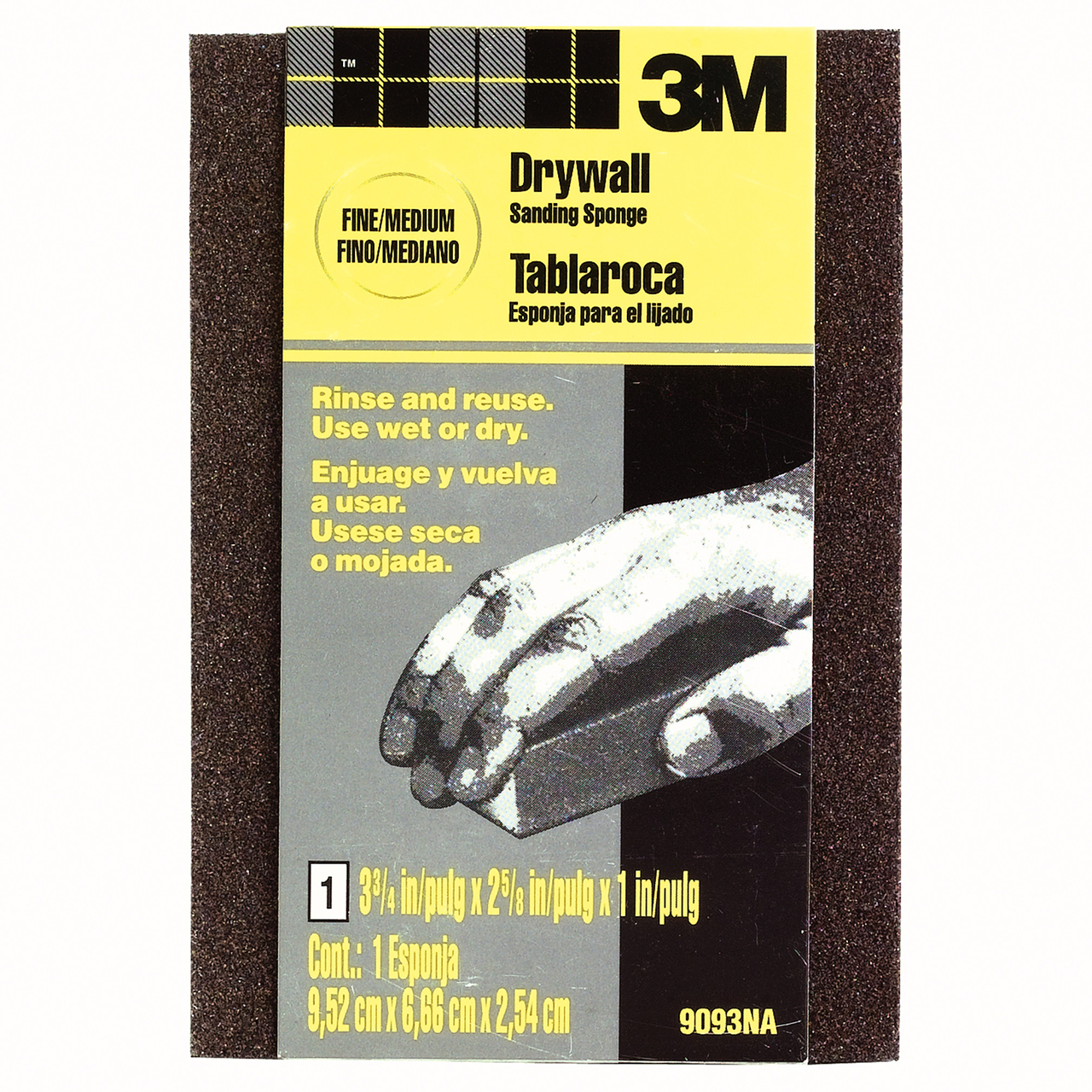 3M 2 5/8 in. x 3 3/4 in x 1 in. Dual Grit Fine/Medium Drywall