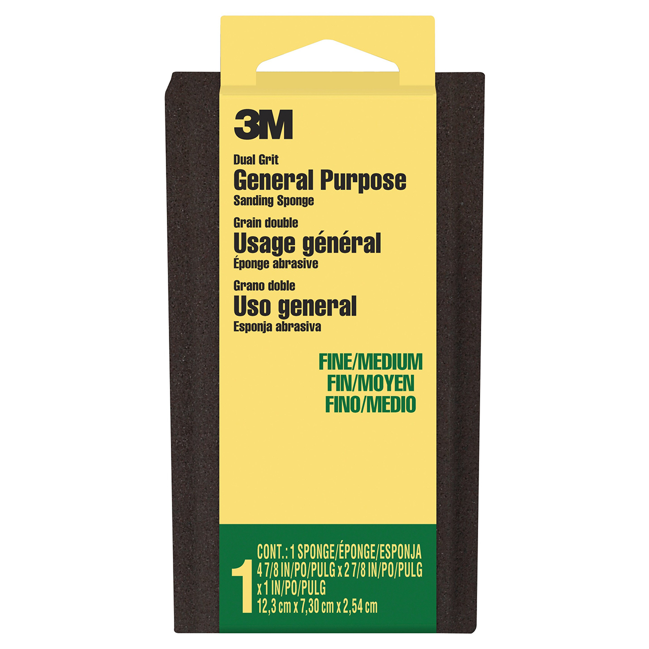 3M 7100113705 | 1" Thickness x 4-7/8" Width x 2-7/8" OAL Fine/Medium Grade Sanding Sponge