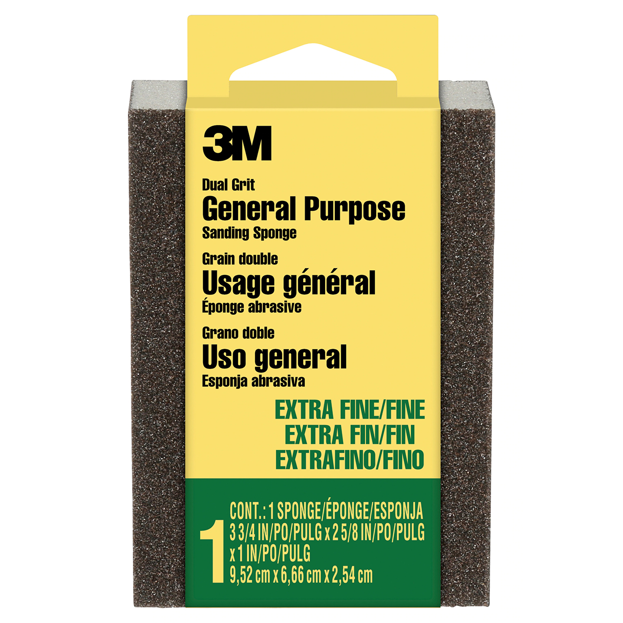 3M 7100176010 | 1" Thickness x 2-5/8" Width x 3-3/4" OAL Extra Fine/Fine Grade Sanding Sponge