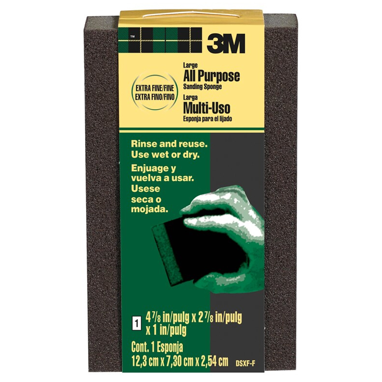 3M 7100141260 | 1" Thickness x 2-7/8" Width x 4-7/8" OAL Extra Fine/Fine Grade Sanding Sponge