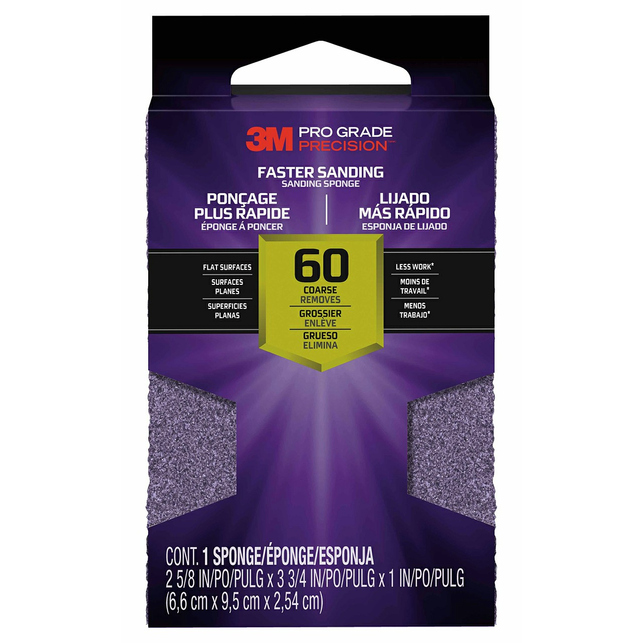 3M 7100169978 | Pro Grade Precision 1" Thickness x 3-3/4" Width x 2-5/8" OAL Coarse Grade 60 Grit Sanding Block Sponge