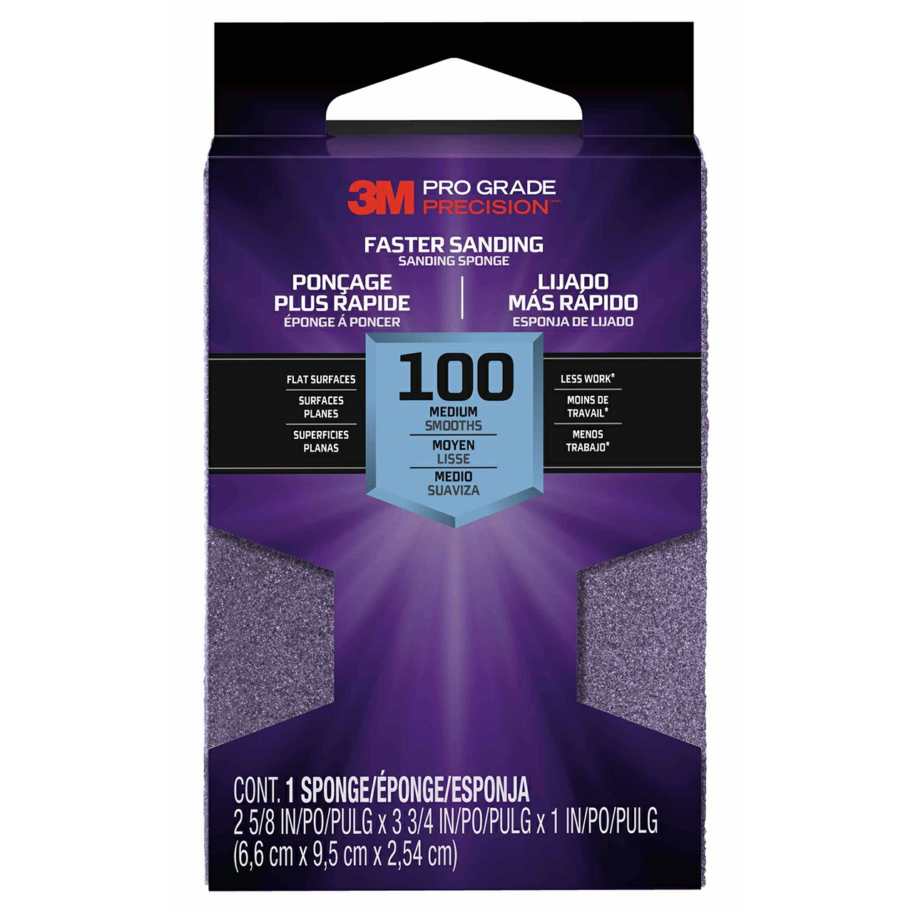 3M 7100170056 | Pro Grade Precision 1" Thickness x 3-3/4" Width x 2-1/2" OAL Fine Grade 100 Grit Sanding Block Sponge