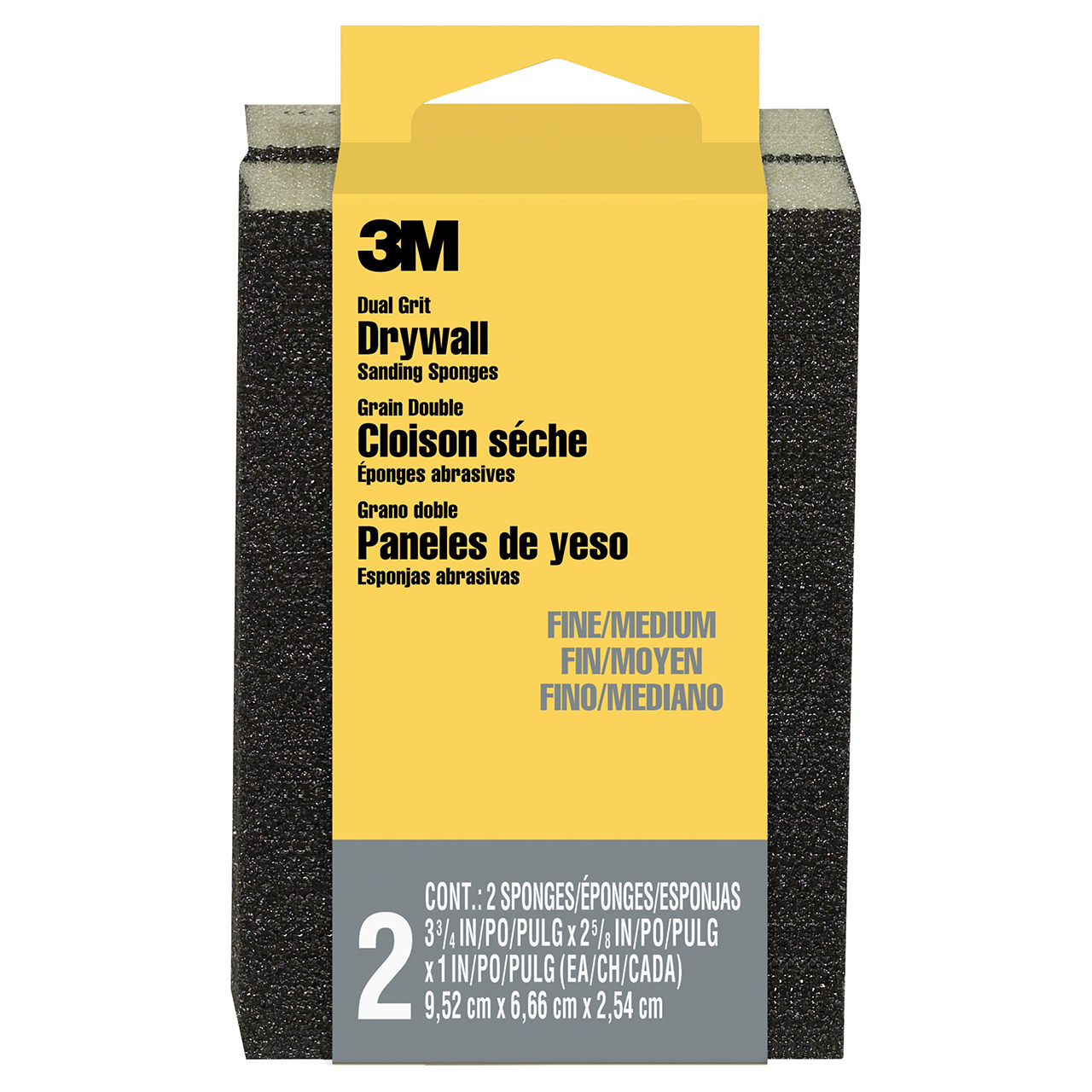3M 7010340441 | 1" Thickness x 2-5/8" Width x 3-3/4" OAL Fine/Medium Grade Drywall Sanding Sponge