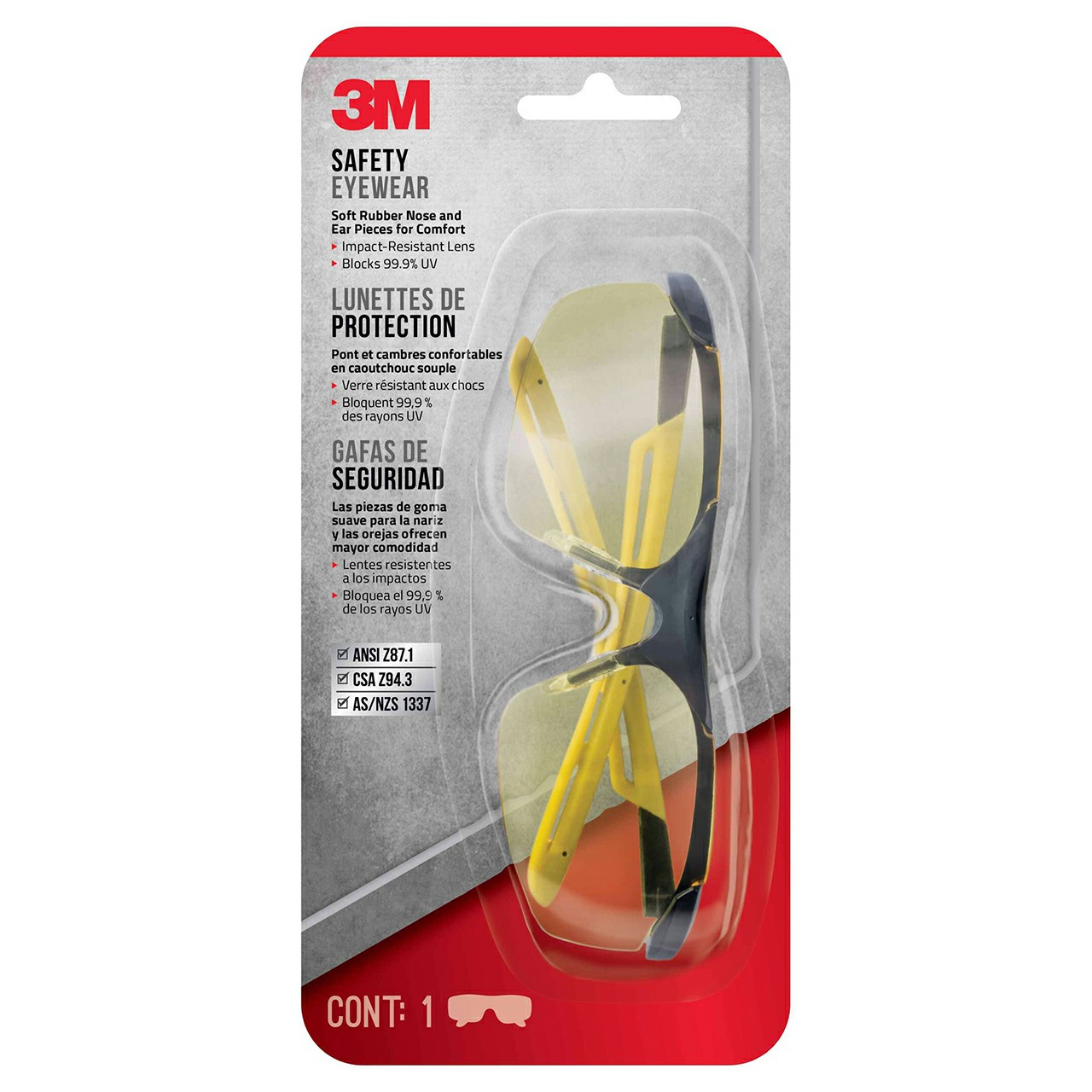 3M 7100158607 | AF & Scratch Resistant Lens Black Frame Safety Glass