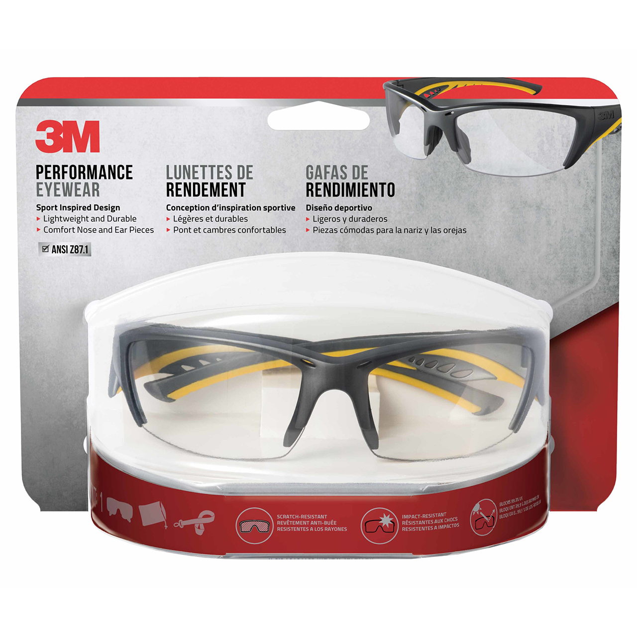 3M 7100158601 | 8.000" Width x 2.500" OAL Accented Style Safety Glass