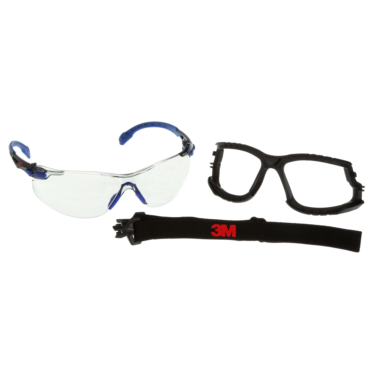 3M 7100131819 | Solus S1107SGAF-KT 2.000" Width x 2.250" OAL Anti-scratch & Anti-fog Blue & Black Frame Safety Glass