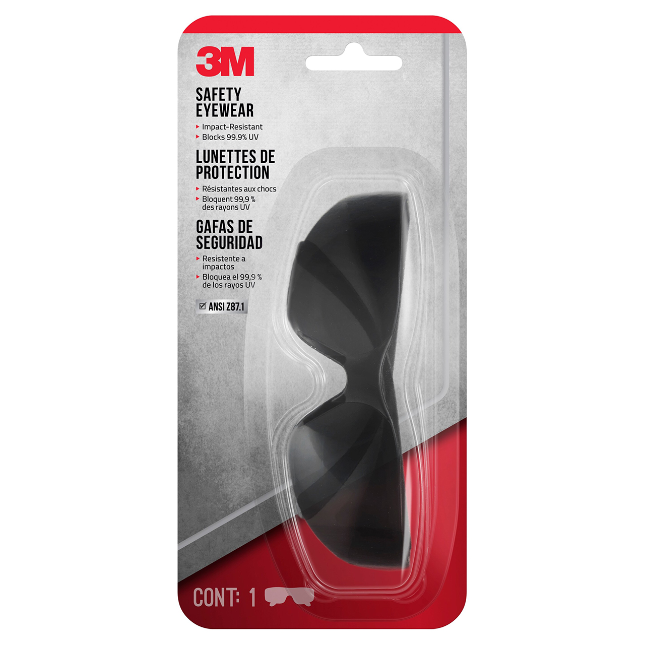 3M 7100069701 | 5.900" Width x 1.700" OAL Gray Frame Safety Glass