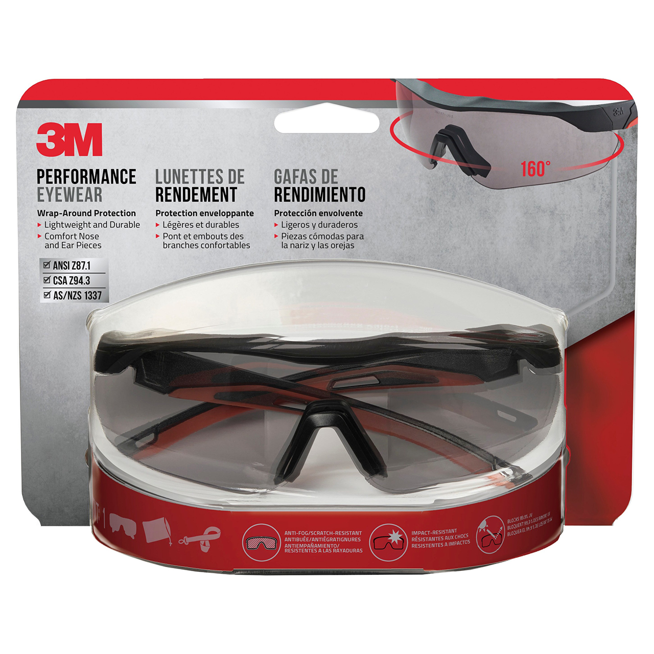 3M 7100153473 | 7.750" Width x 7.000" OAL Black Frame Safety Glass