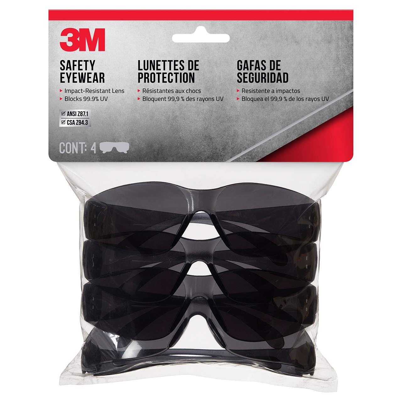 3M 7100245442 | Gray Lens Safety Glass
