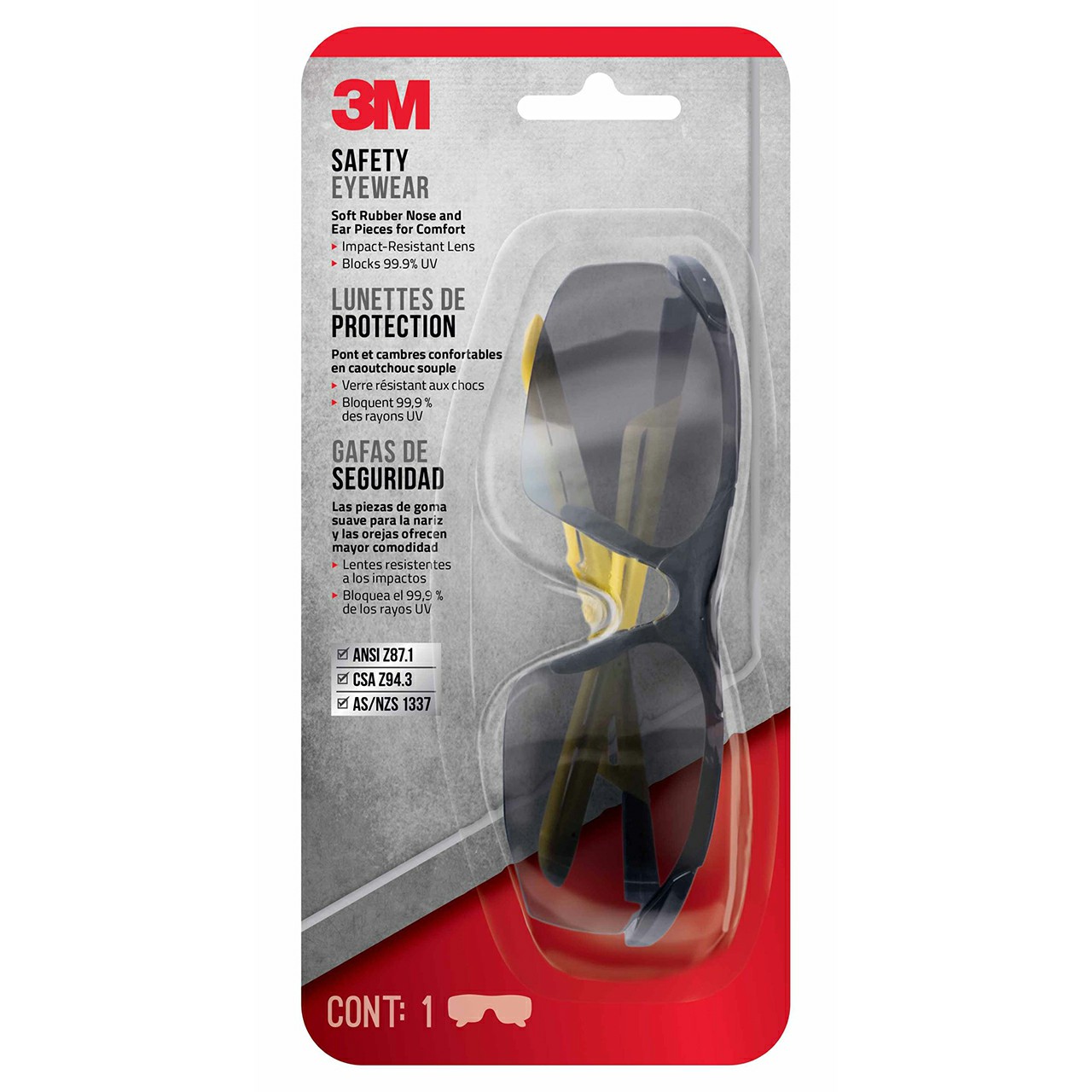 3M 7100158594 | Scratch Resistant Lens Black Frame Safety Glass