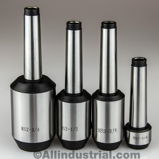 All Industrial 44504 | 4pc MT2 Morse Taper End Mill Holder Set 1/4, 3/8, 1/2, 3/4" 3/8-16 Drawbar