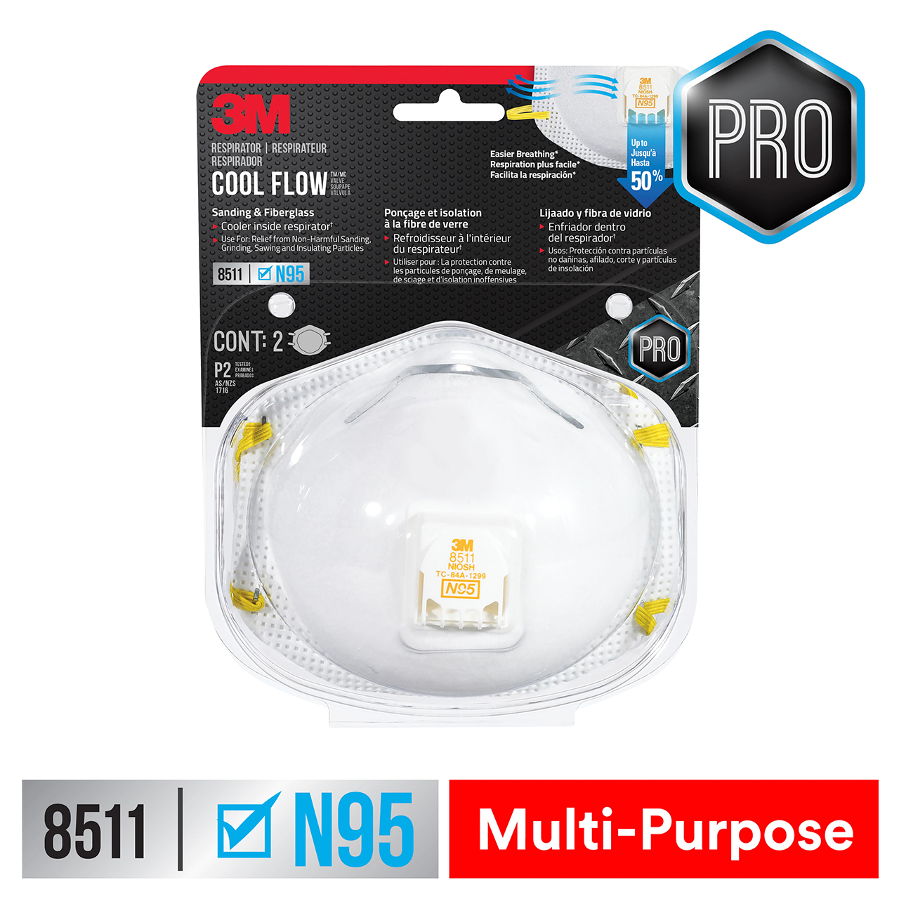 3M 7100117526 | 8511 Cup Style One Size Fits Most Respirator