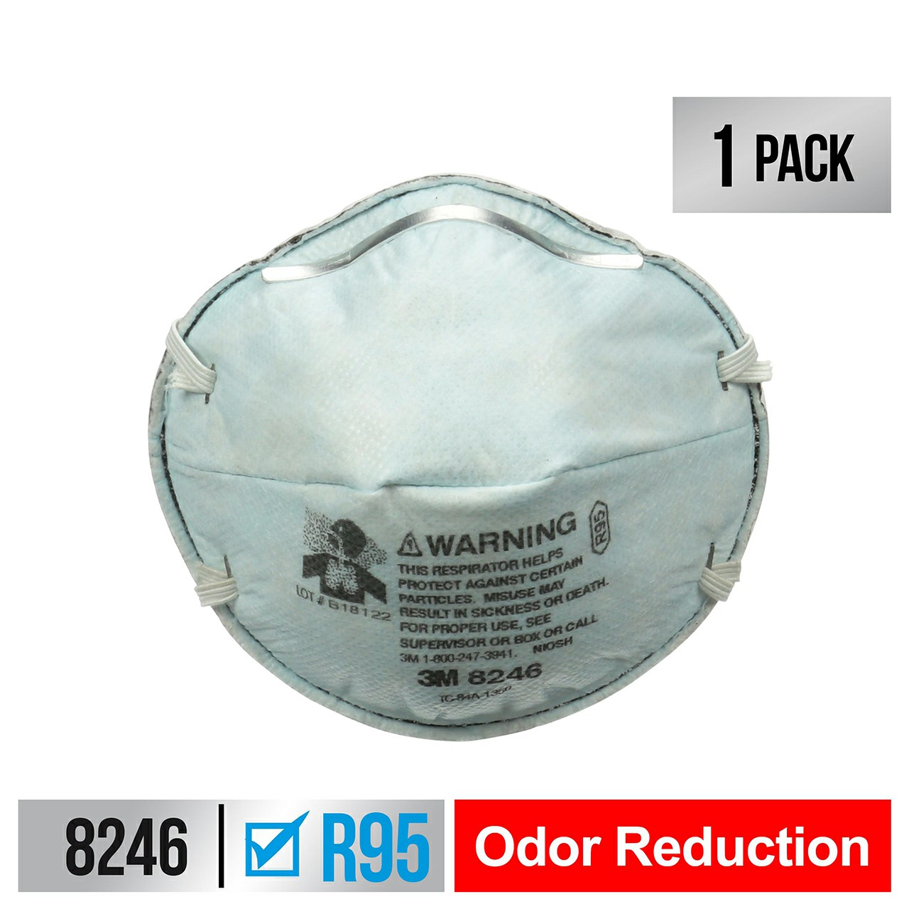 3M 7100159225 | Cup Style One Size Fits Most White Respirator