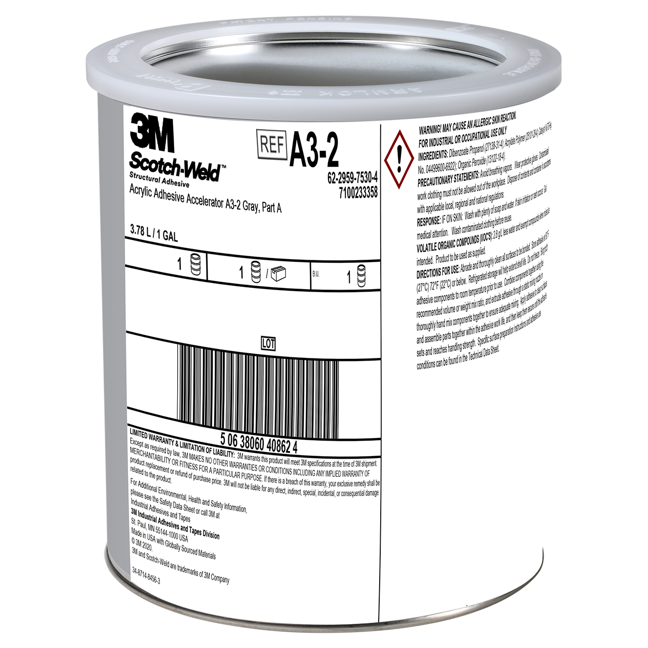 3M 7100233358 | Scotch-Weld A3-2 1 Gallon Gray Acrylic Accelerator