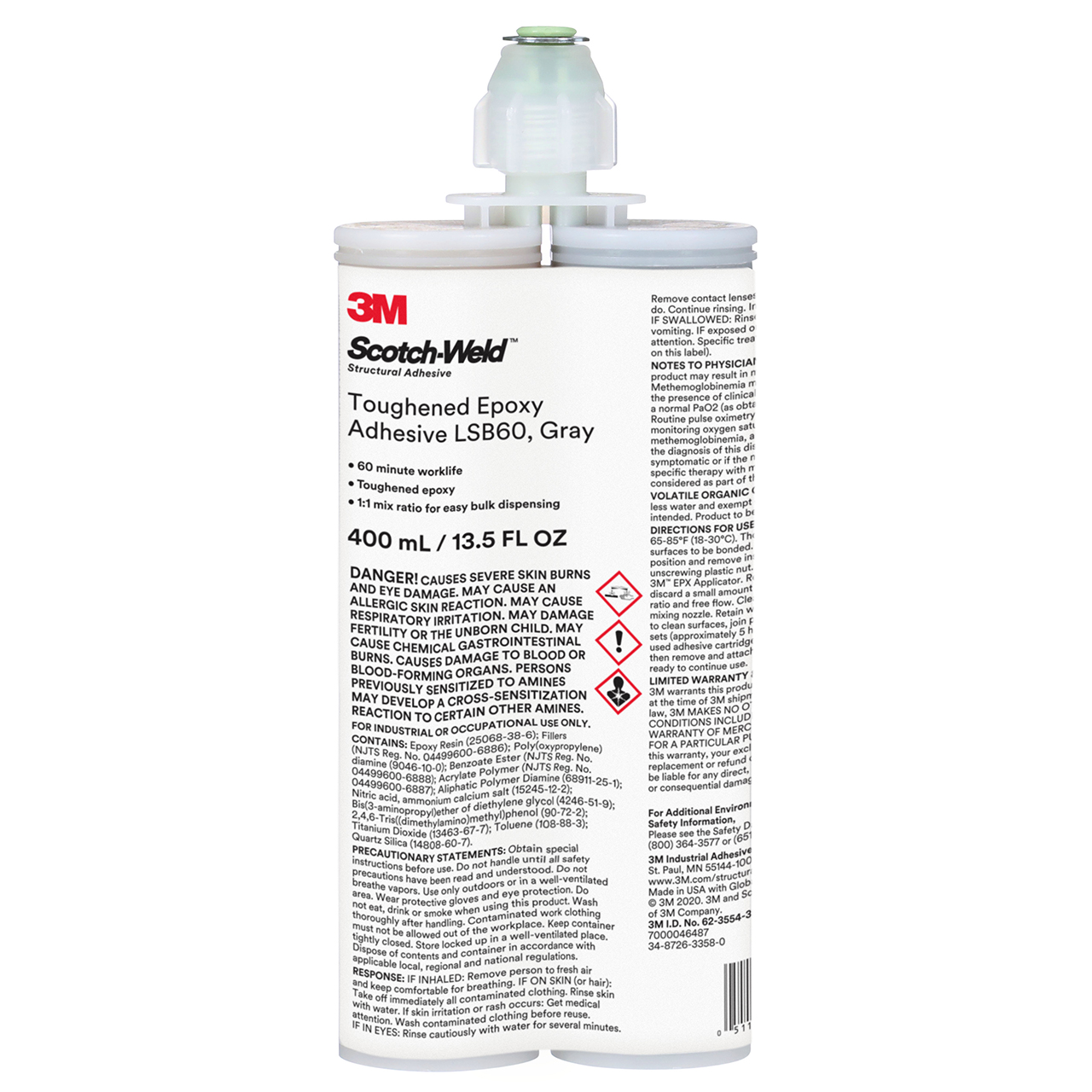 3M 7000046487 | Scotch-Weld LSB60 13.52 fl oz Gray Epoxy Adhesive