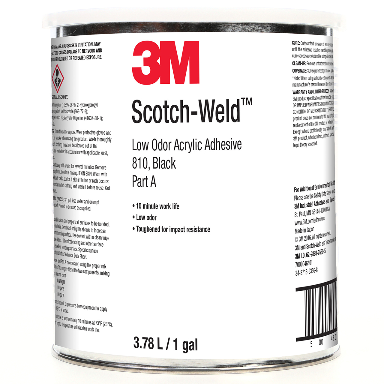 3M 7000046401 | Scotch-Weld 810 1 Gallon Black Low Odor Acrylic Adhesive