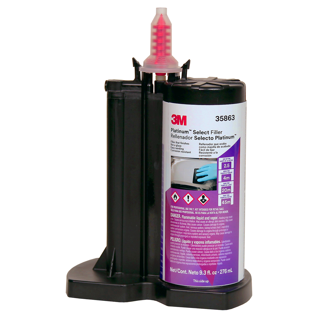 3M 7100095935 | Platinum 35863 9.33 fl oz Capacity Lavender Cartridge Body Filler