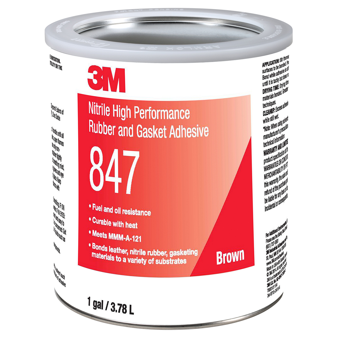 3M 7000121194 | 847 1 Gallon Brown Rubber And Gasket Adhesive