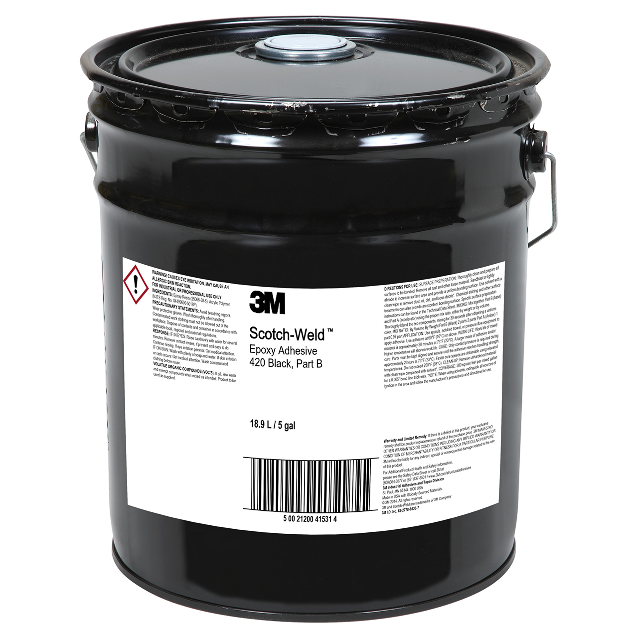3M 7000000827 | Scotch-Weld DP420 5 Gallon Black Epoxy Adhesive