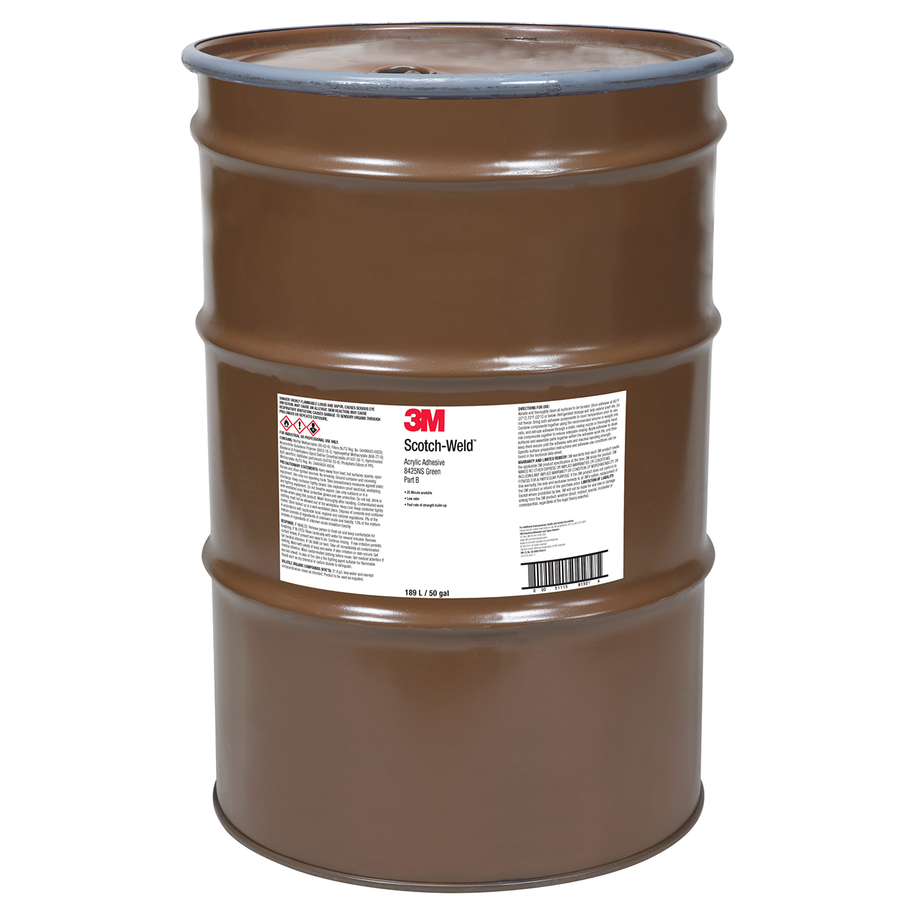 3M 7100084535 | Scotch-Weld 8425NS 55 Gallon Green Acrylic Adhesive