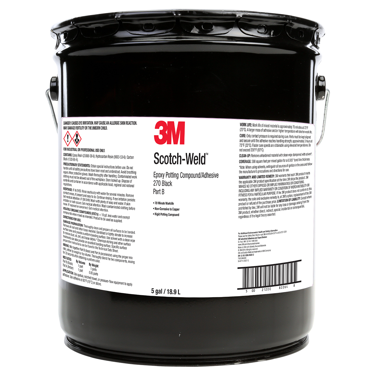 3M 7000046439 | Scotch-Weld 270 5 Gallon Black Epoxy Potting Compound