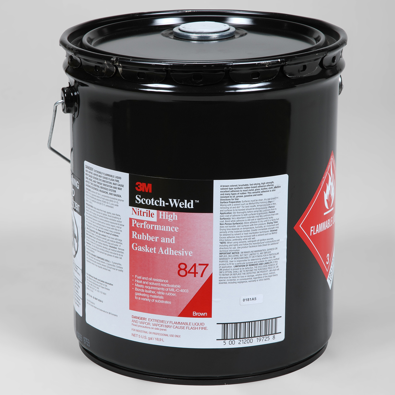 3M 7000121195 | 847 5 Gallon Brown Rubber And Gasket Adhesive