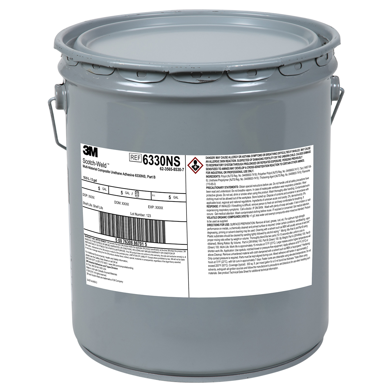 3M 7100143701 | Scotch-Weld 6330NS 5 Gallon Green Composite Urethane Adhesive