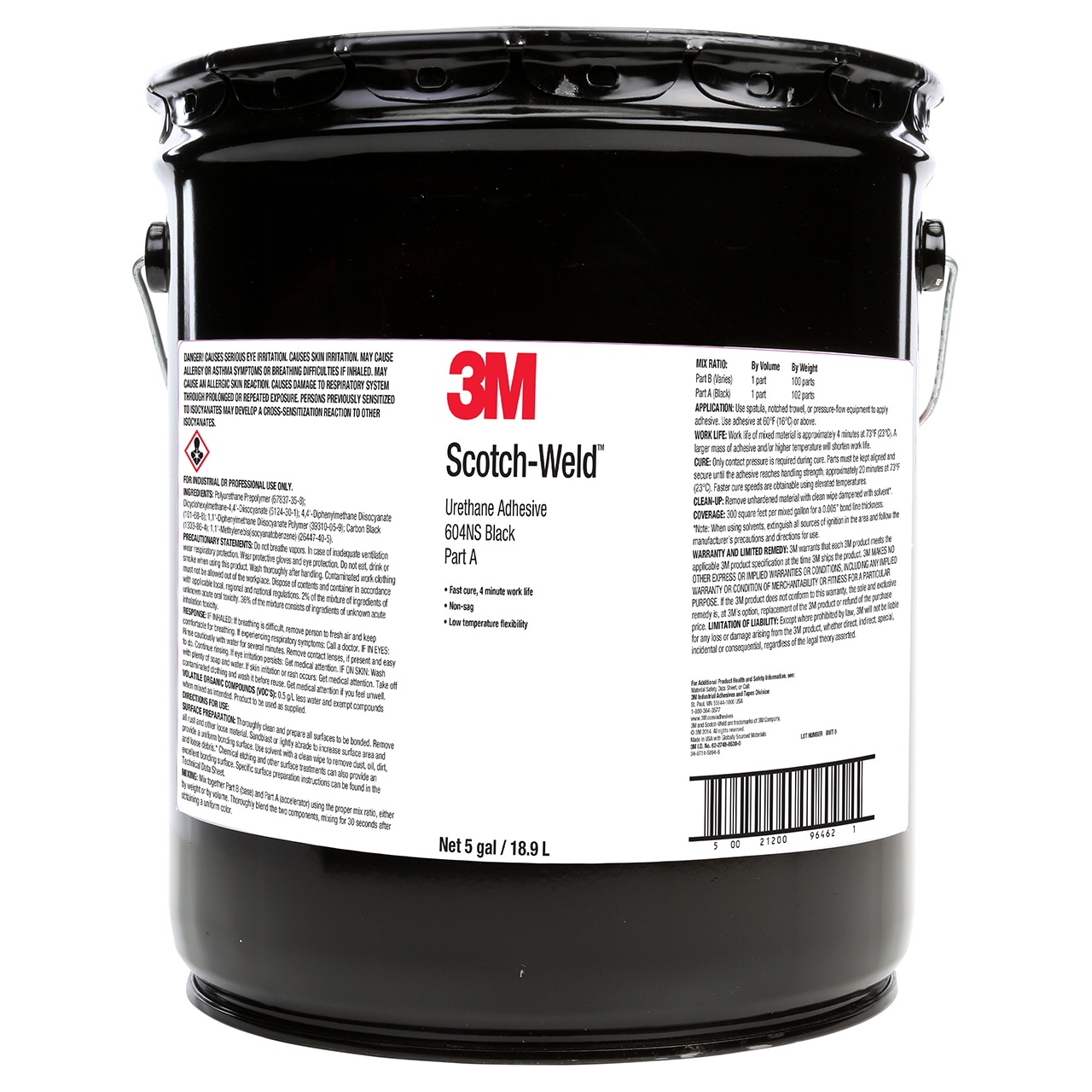 3M 7010365926 | Scotch-Weld DP600NS 5 Gallon Black Urethane Adhesive