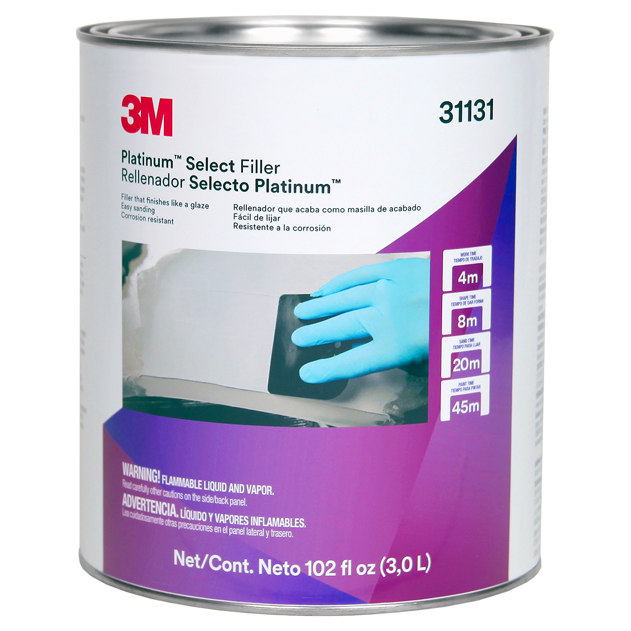 3M 7100095934 | Platinum 31131 1 Gallon Capacity Lavender Can Body Filler