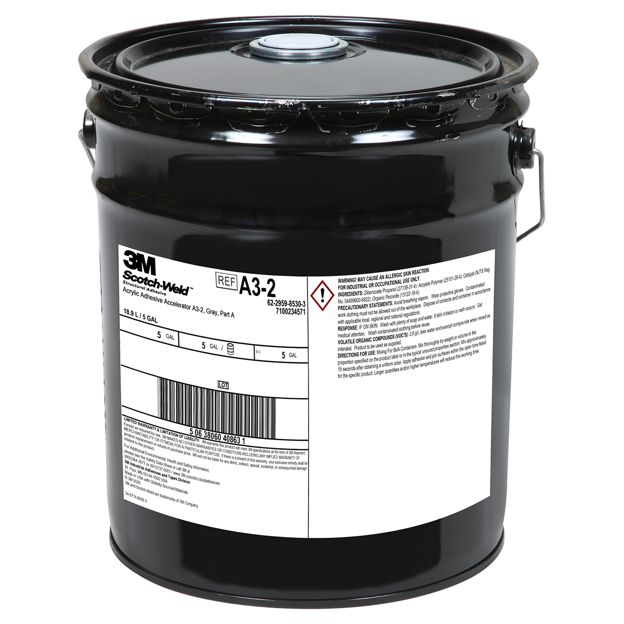 3M 7100101506 | Scotch-Weld A3-2 5 Gallon Capacity Blue Accelerator