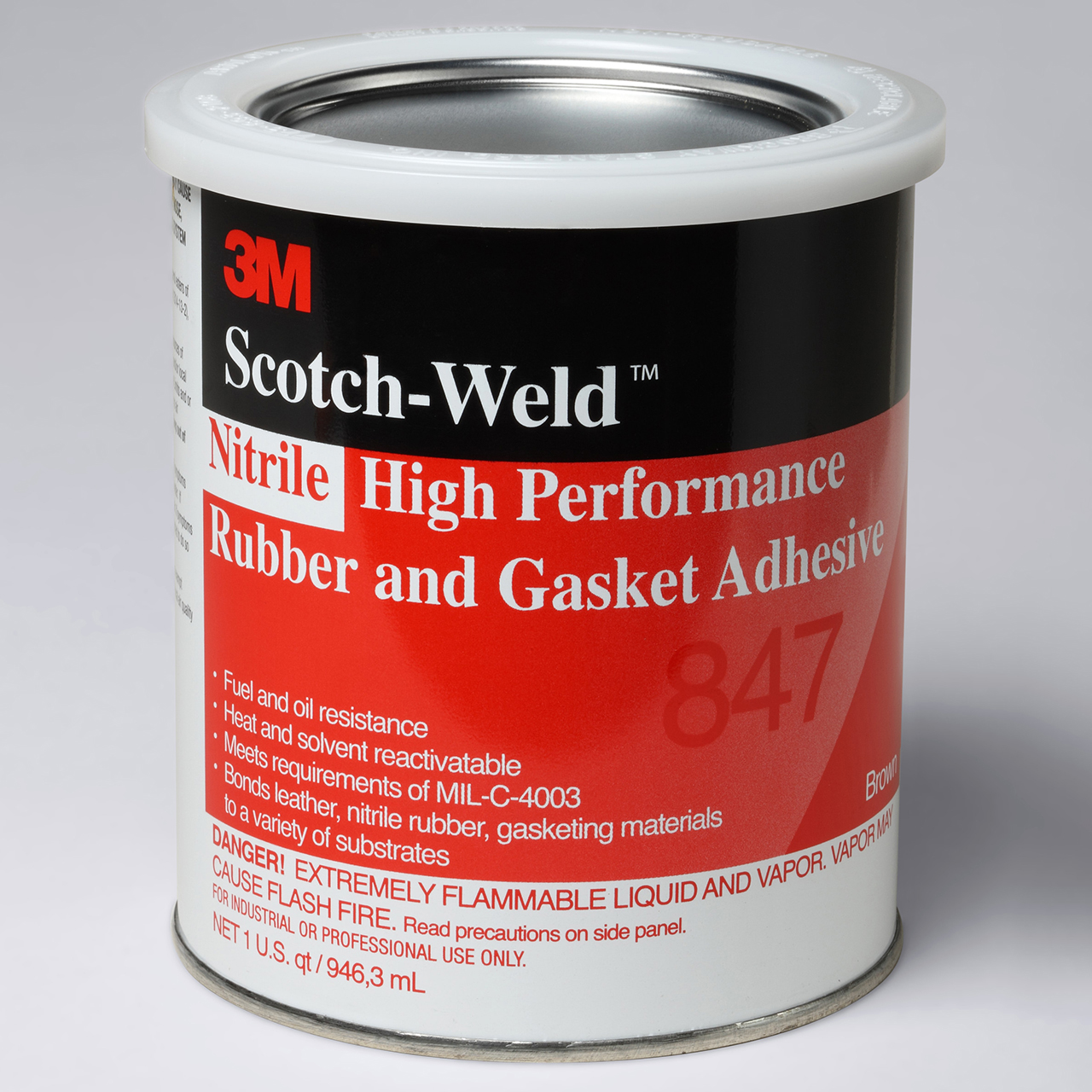 3M 7000042735 | 847 1 qt Brown Rubber and Gasket Adhesive