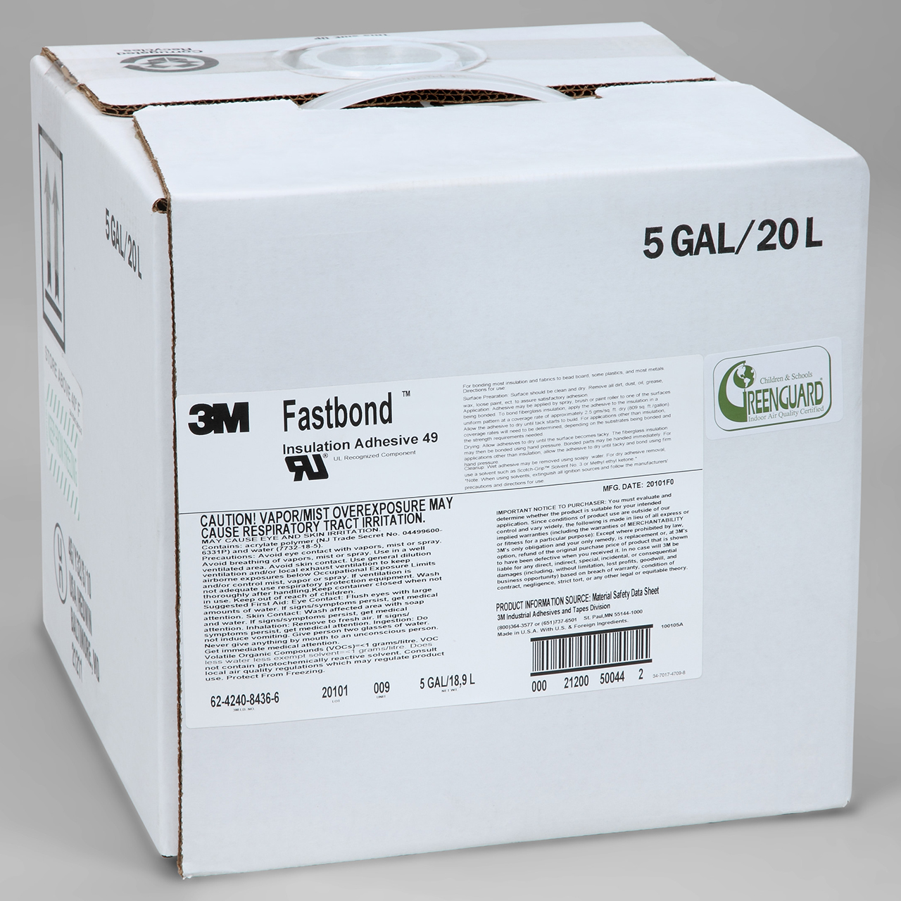 3M 7010329770 | Fastbond 49 5 Gallon Capacity Transparent Insulation Adhesive