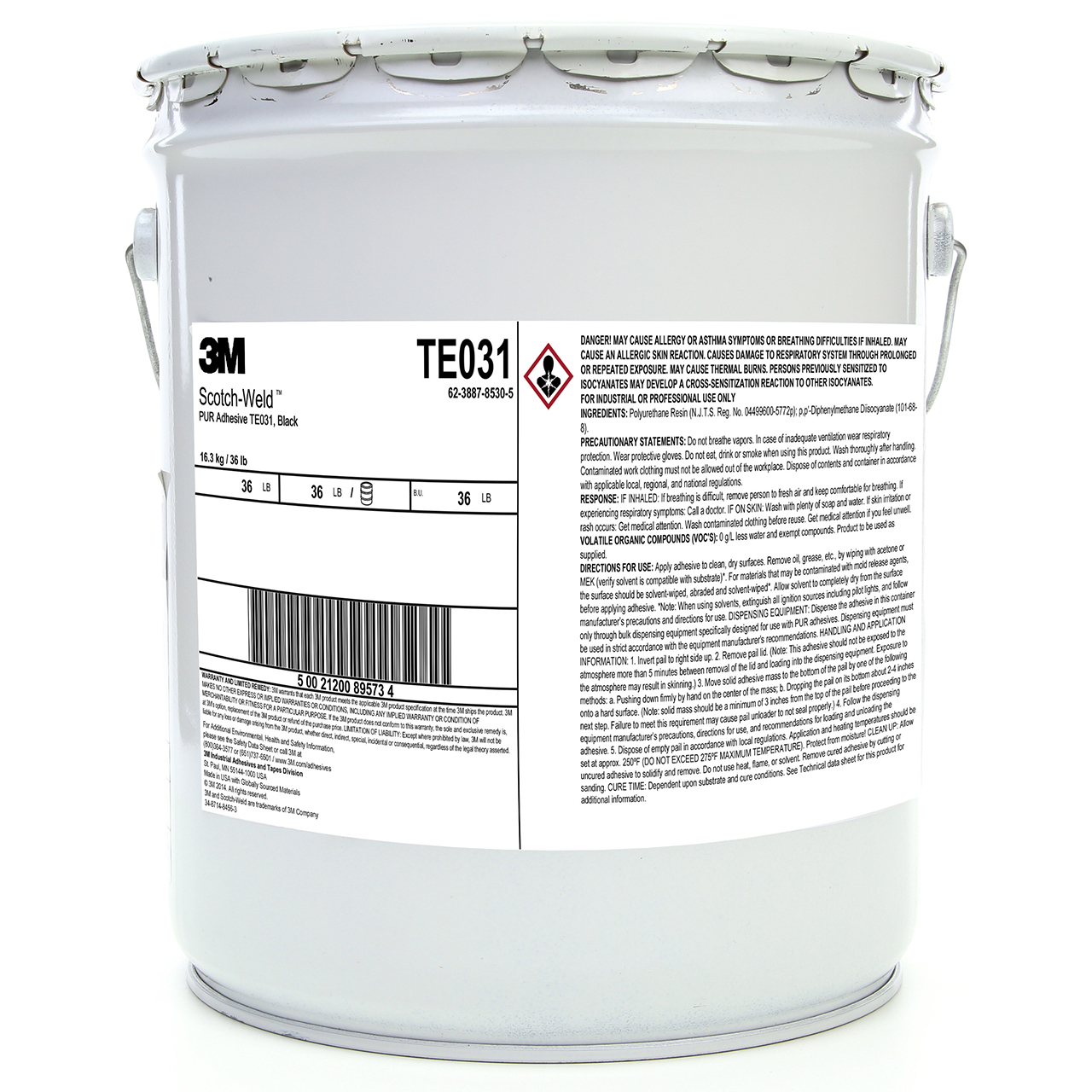 3M 7100031123 | Scotch-Weld TE031 5 Gallon Black PUR Adhesive