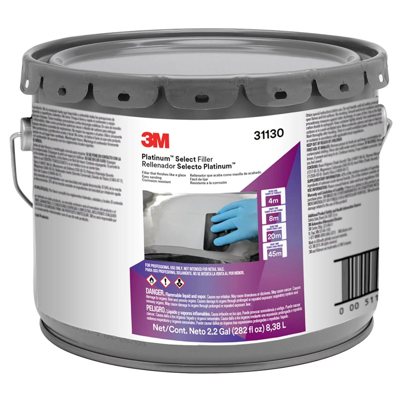 3M 7100096047 | Platinum 31130 3 Gallon Capacity Lavender Pail Body Filler