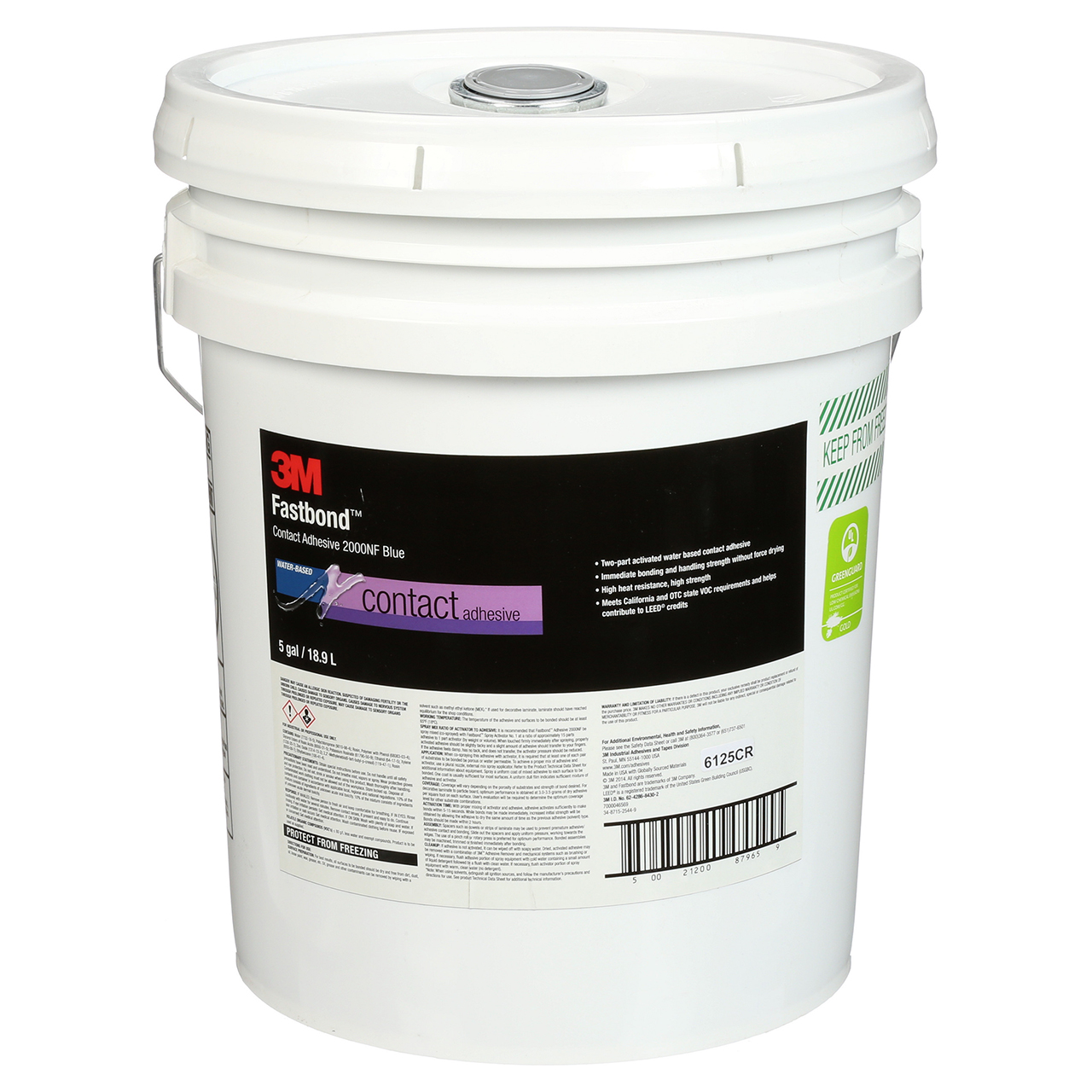 3M 7000046569 | Fastbond 2000NF 5 Gallon Capacity Blue Contact Adhesive