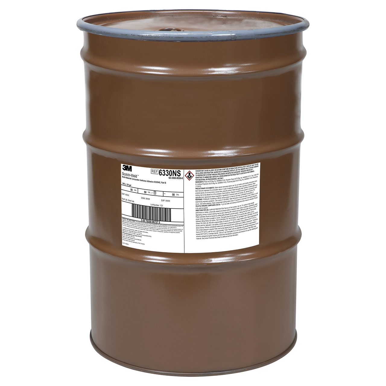 3M 7010366145 | Scotch-Weld 6330NS 55 Gallon Green Composite Urethane Adhesive