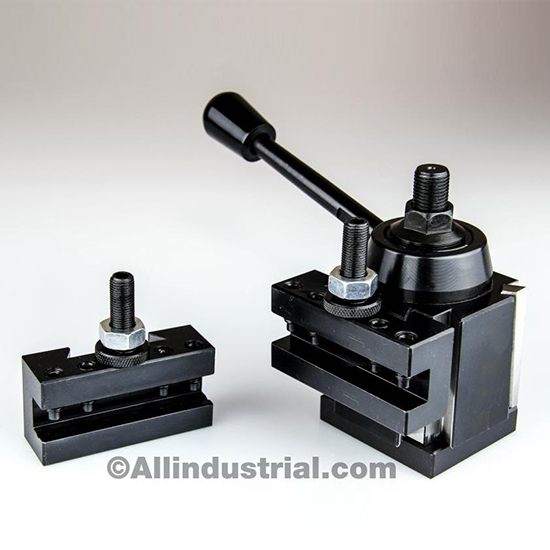 All Industrial 47127 | 3pc AXA Wedge Type Tool Post Holder & Intro Set for 0-12" Lathe Swing (Turning, Facing, & Boring Lathes)
