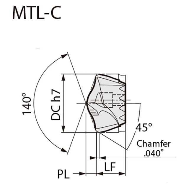 Sumitomo U101391 | SMDT1400MTL-C-ACX70 14.00mm Diameter x 10.30mm Length x 140 Degree Included Angle 2 Flute TiAlCr/TiSi Coated Carbide Replaceable Drill Tip