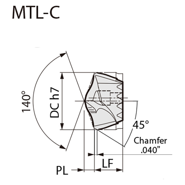 Sumitomo U101347 | SMDT06562MTL-C-ACX70 0.6563" Diameter x 0.4803" Length x 140 Degree Included Angle 2 Flute TiAlCr/TiSi Coated Carbide Replaceable Drill Tip