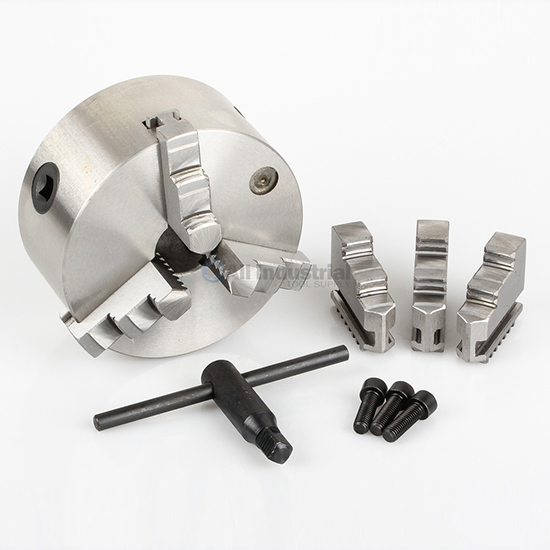 All Industrial 47760 | Self-Centering Lathe Chuck Plain Back 4" 3-Jaw Hardened