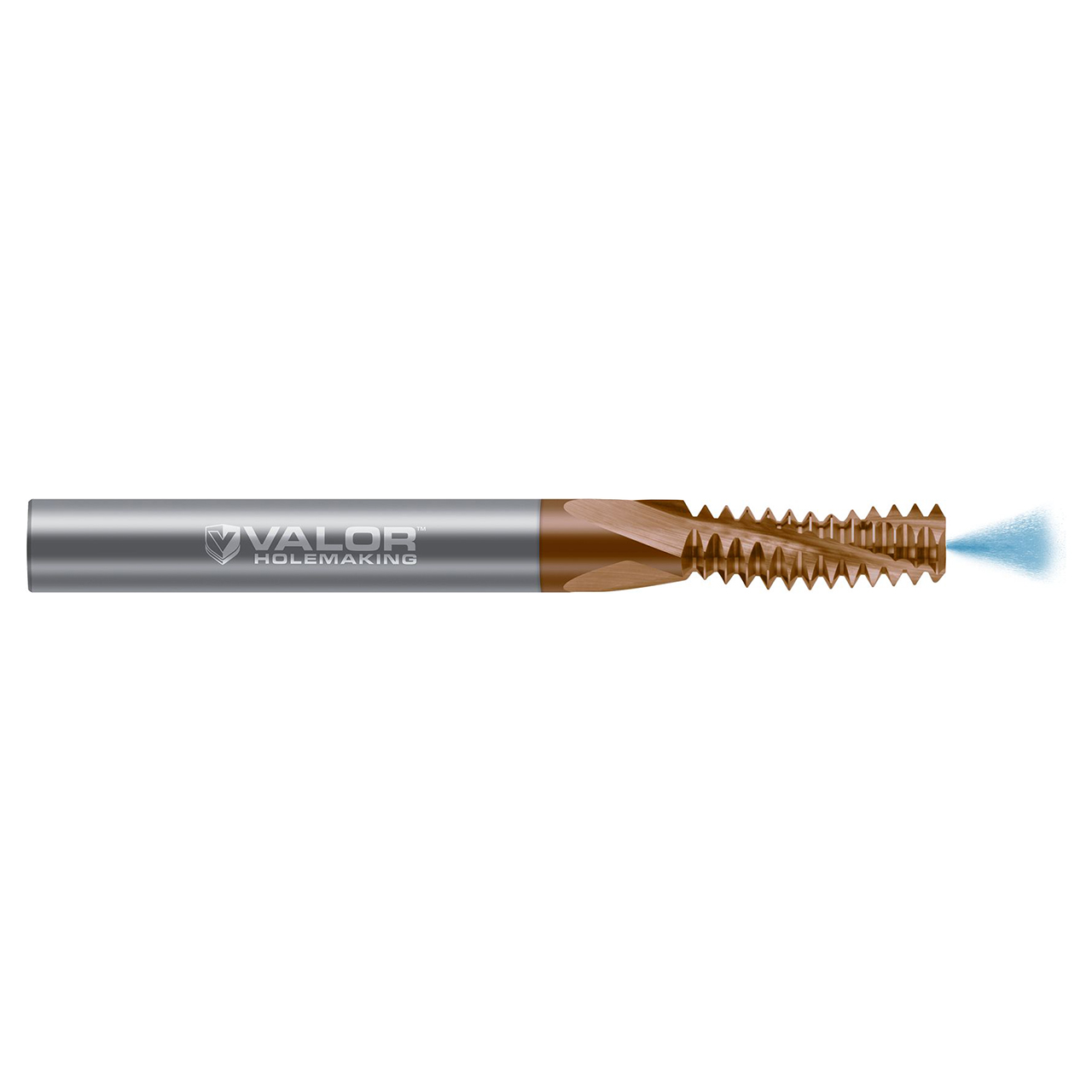 Valor V454378-X | 0.3350" Cutter Diameter x 0.3750" (3/8) Shank x 0.8750" (7/8) LOC 4 Flute Val-Max X Coated Helical Flute Thread Mill