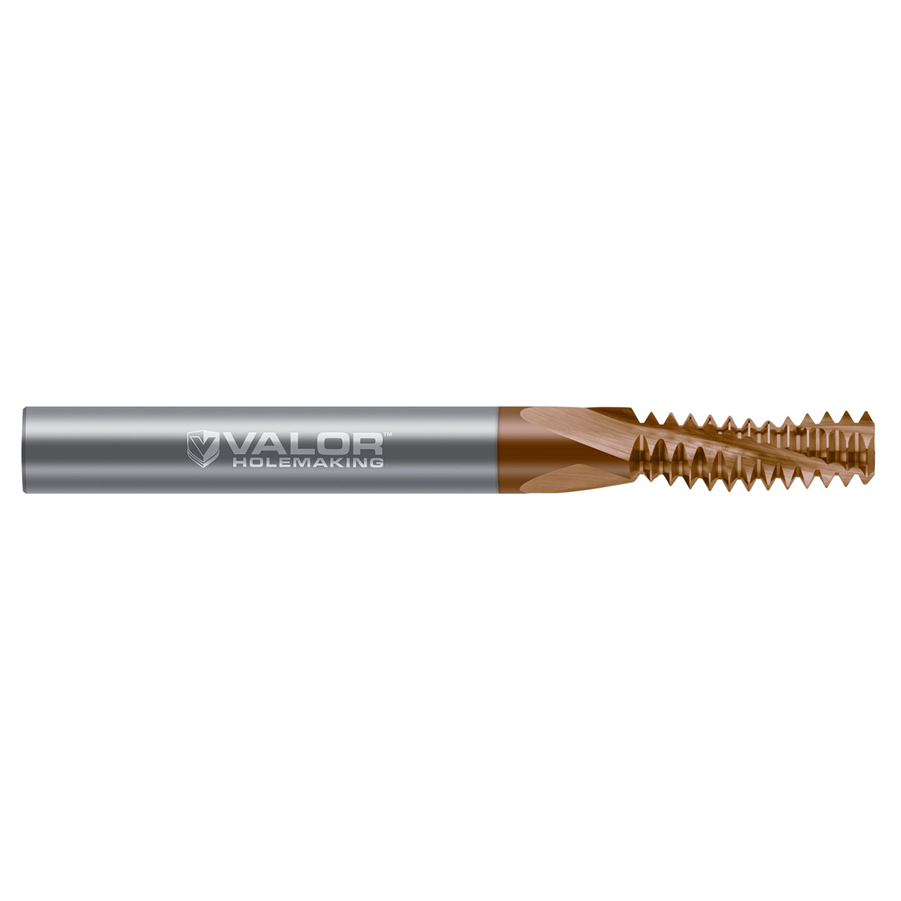 Valor V689550-X | 0.2350" Cutter Diameter x 0.2500" (1/4) Shank x 0.6250" (5/8) LOC 3 Flute Val-Max X Coated Helical Flute Thread Mill