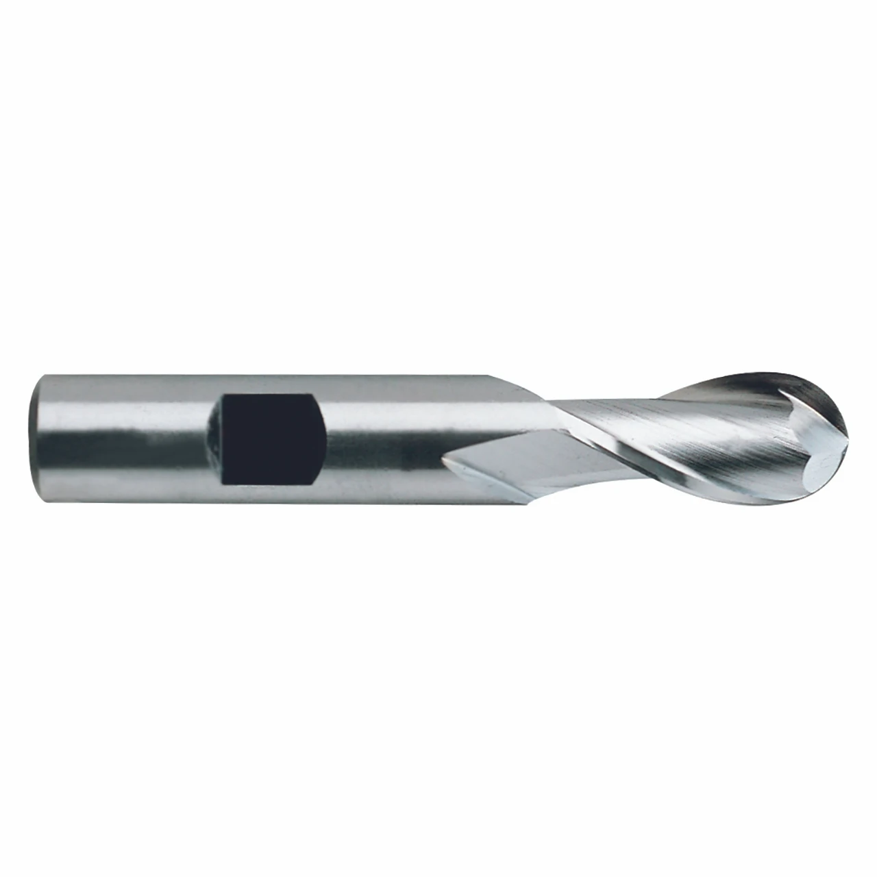 YG1 41063 | 0.4375" Diameter x 0.5000" Shank x 1.0000" LOC x 3.0000" OAL x 0.2188" Nose Radius 2 Flute Bright Coated HSS Single Ended Ball Nose End Mill