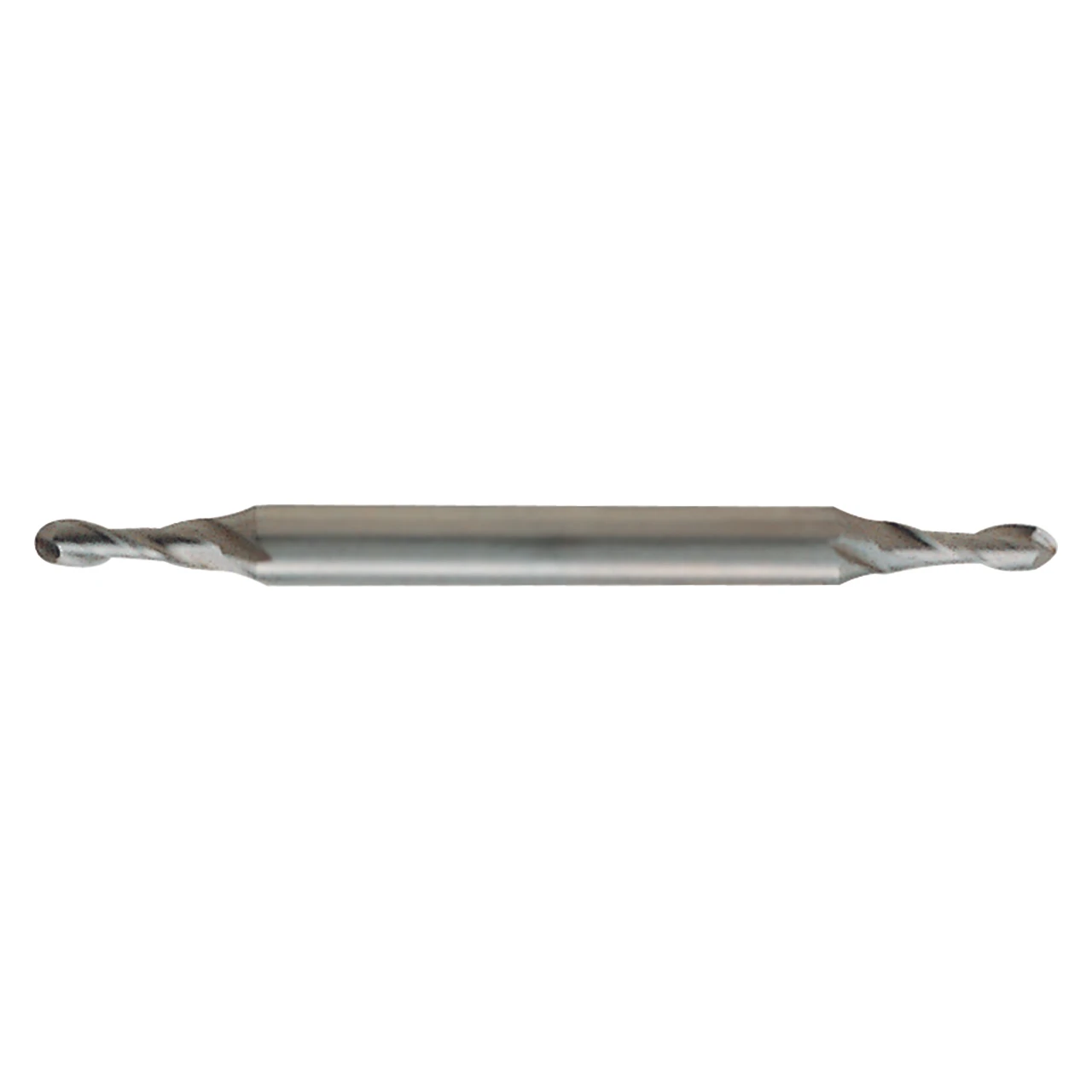 YG1 56020HC | 11/64" Diameter x 3/16" Shank x 1/2" LOC x 2-1/4" OAL x 0.086" Radius x 30 Degree Helix Angle 2 Flute TiCN Coated HSS E1013 Double Ended Ball Nose End Mill
