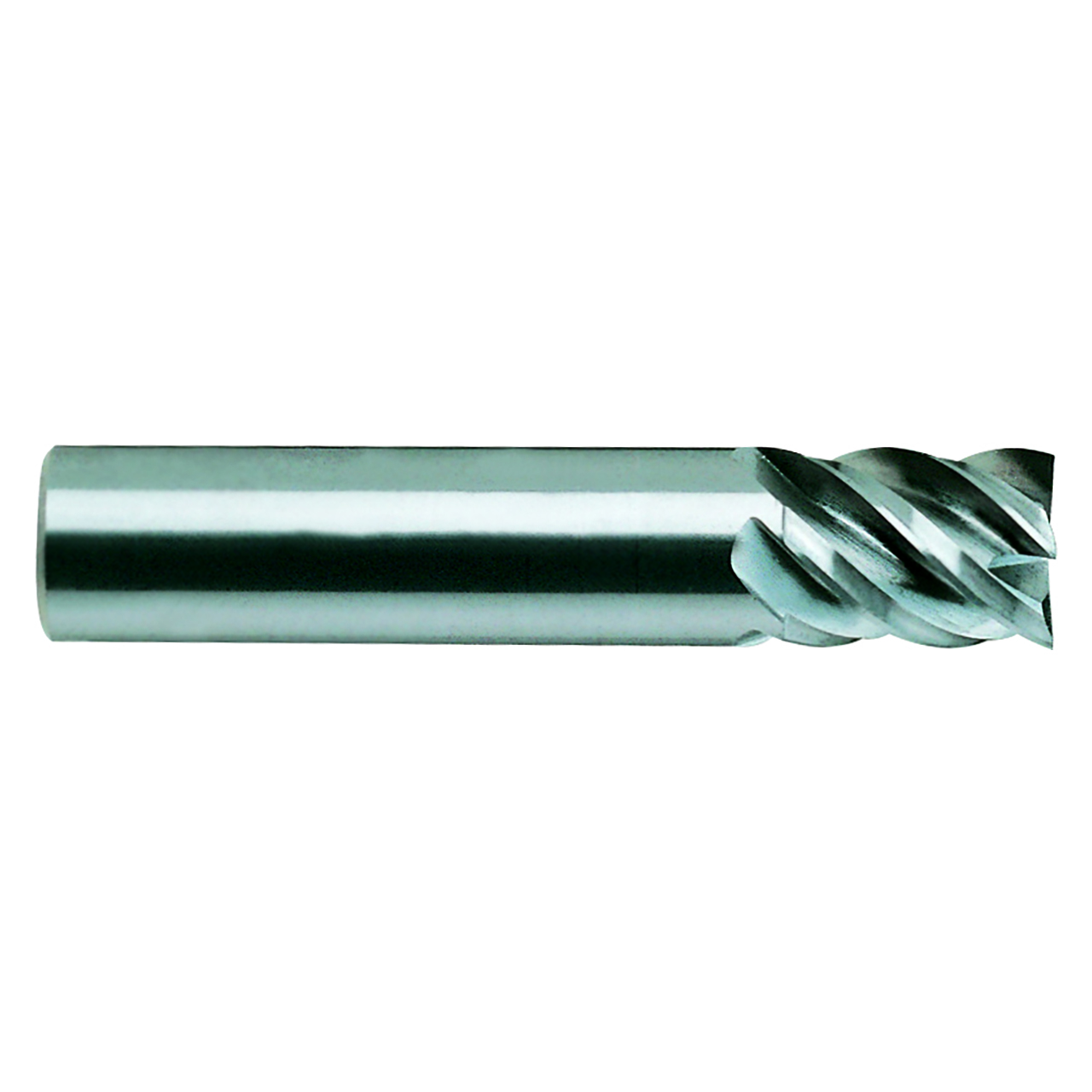 YG1 85573 | 1/4" Diameter x 1/4" Shank x 3/8" LOC x 2" OAL x 45 Degree Helix Angle 5 Flute Bright Coated Carbide E5066 Square End Mill