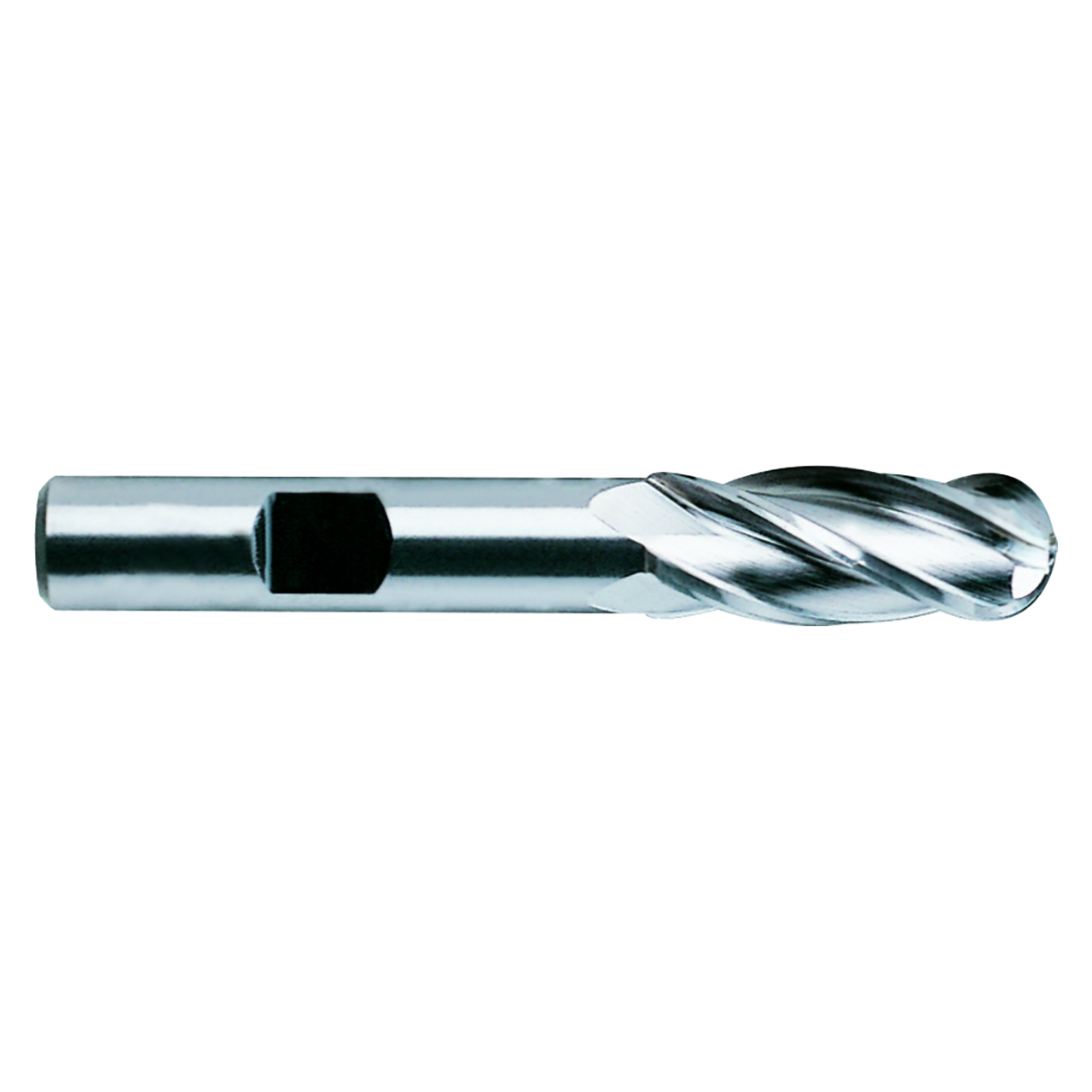 YG1 43426CE | 1" Diameter x 1" Shank x 2" LOC x 4-1/2" OAL x 1/2" Radius x 30 Degree Helix Angle 4 Flute TiAIN E Coated HSSCo8 E2020 Ball Nose End Mill